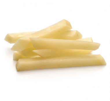 Çiğ patates şeritler dilimlenmiş