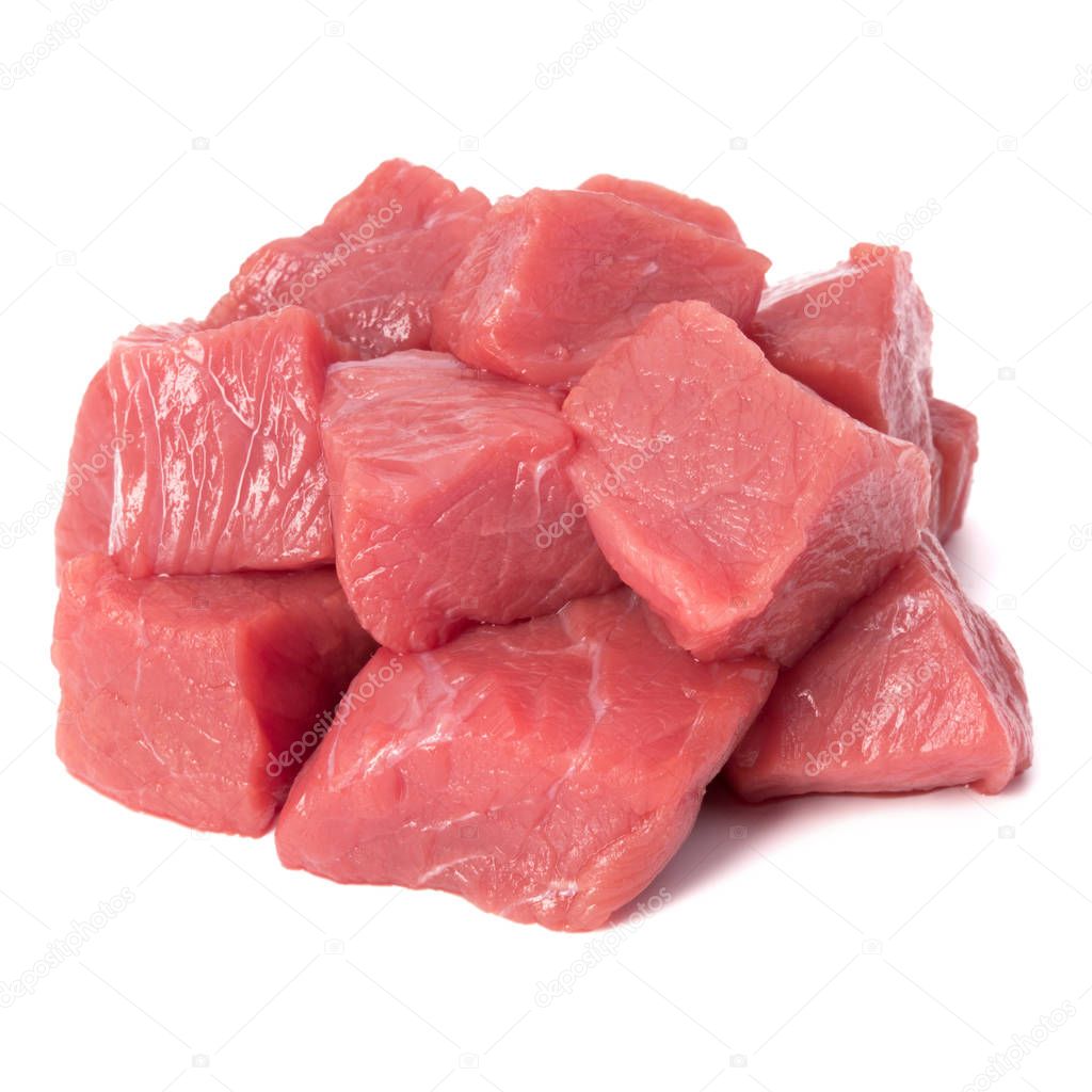 Raw chopped beef meat pieces 