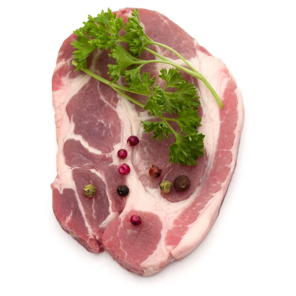 Çiğ domuz eti boyun pirzola et maydanoz ile