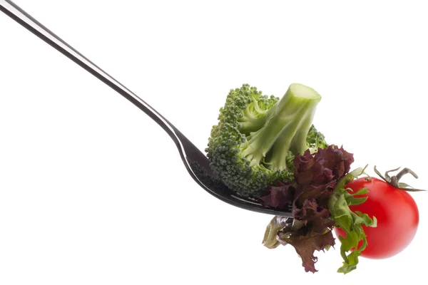 Verduras frescas crudas en tenedor — Foto de Stock