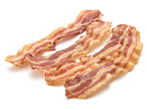 cooked crispy slices of bacon 