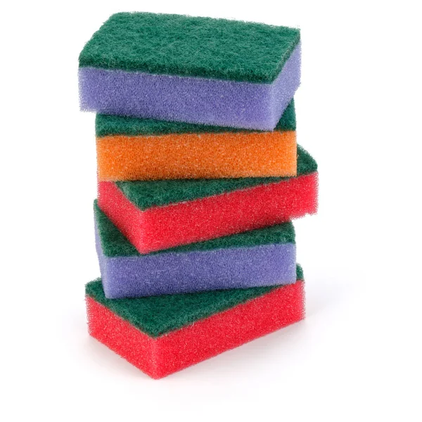 Stacked sponges isolated on white — Stock Photo, Image