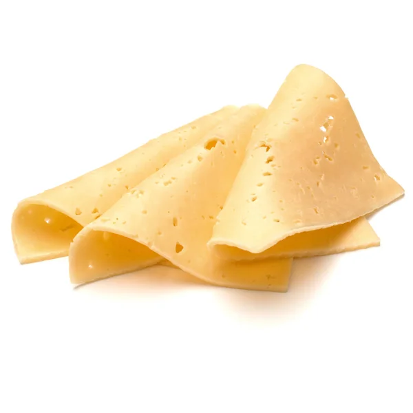Fatias de queijo isoladas em branco — Fotografia de Stock