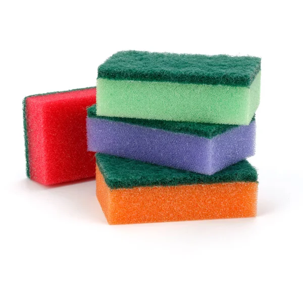 Stacked sponges isolated on white — Stock Photo, Image