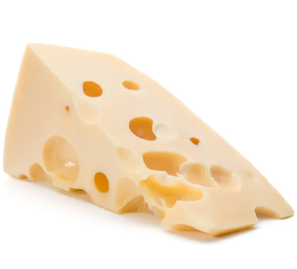 Bloco de queijo isolado em branco — Fotografia de Stock