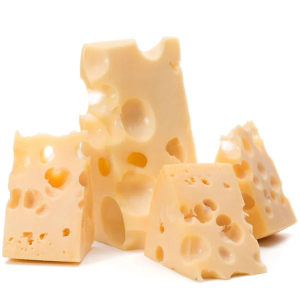 Blocos de queijo isolados — Fotografia de Stock