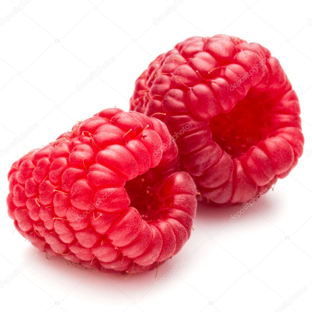 ripe raspberries isolated on white 