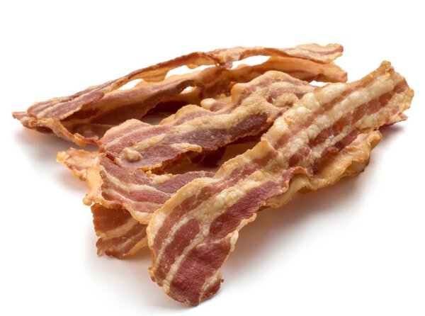 Cooked crispy slices of bacon 