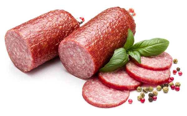 Sliced smoked salami — Stock Photo, Image