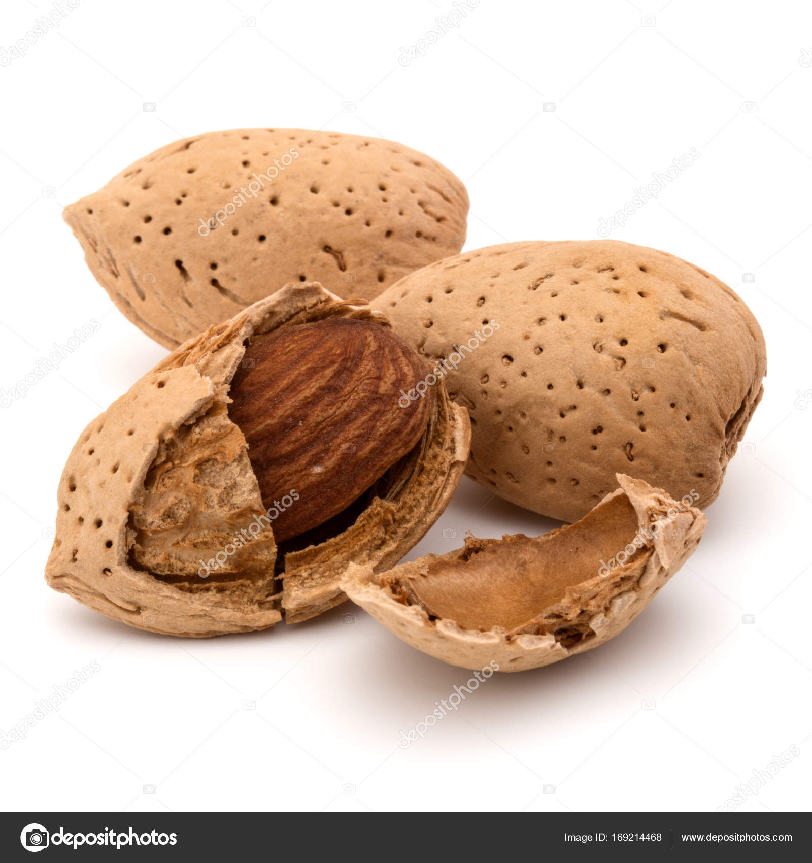 Almond nuts in shells Stock Photo by ©natika 169214468