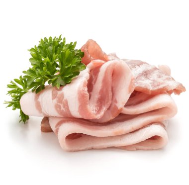 dilimlenmiş domuz pastırması ve maydanoz yaprakları 