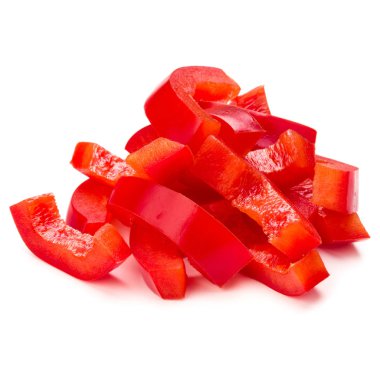 Kırmızı dolmalık biber şeritler dilimlenmiş