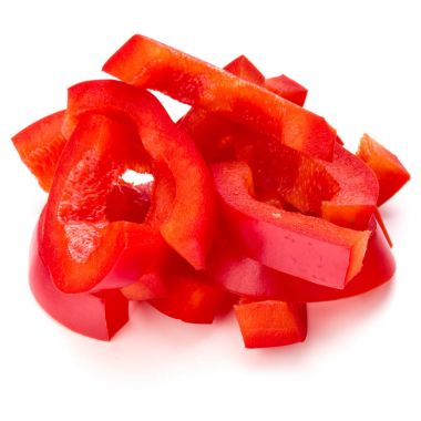 Kırmızı dolmalık biber şeritler dilimlenmiş