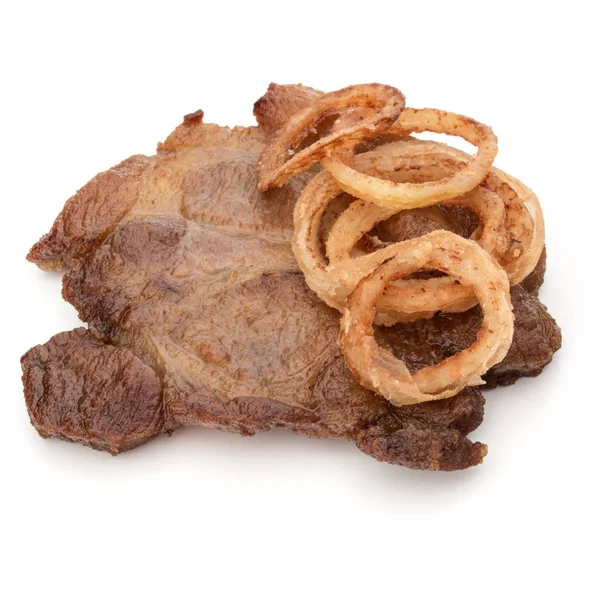 Carne de cerdo frita con rodajas de cebolla — Foto de Stock