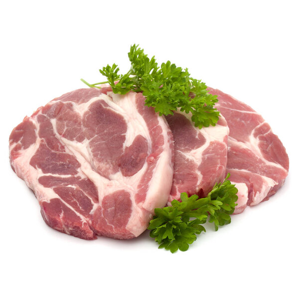 Raw pork neck chop meat 