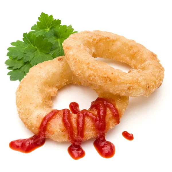 Kalamáry kroužky s kečupem — Stock fotografie