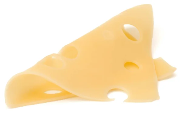 Fatia de queijo em branco — Fotografia de Stock