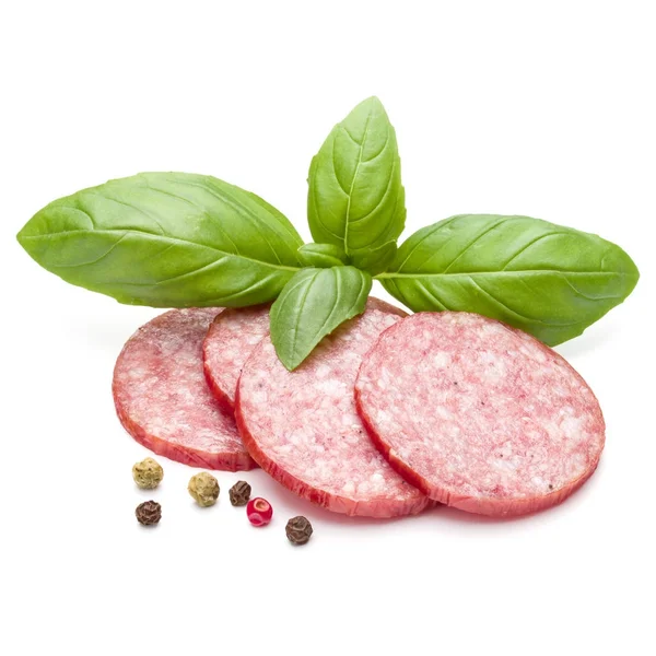 Salami rebanadas de salchicha ahumada — Foto de Stock