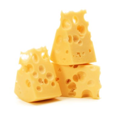 Beyaz arka plan üzerinde izole peynir blok 