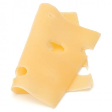 Beyaz arka plan üzerinde izole bir peynir dilimi