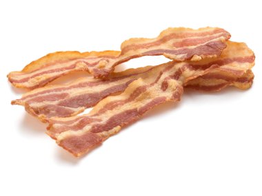 Beyaz arka plan üzerinde izole jambon pişmiş gevrek dilimleri