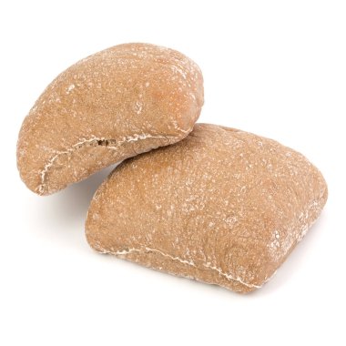 Ciabatta ekmeği beyaz arkaplanda izole edilmiş 