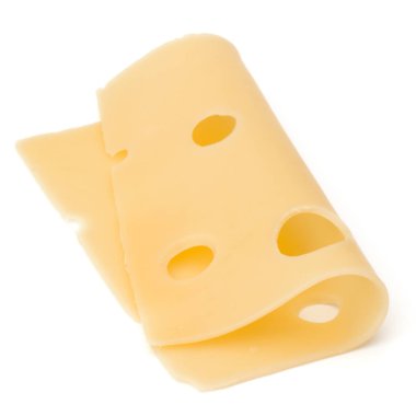 Beyaz arka plan üzerinde izole bir peynir dilimi