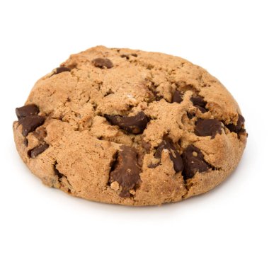 Beyaz arka plan üzerinde izole bir çikolatalı kurabiye 