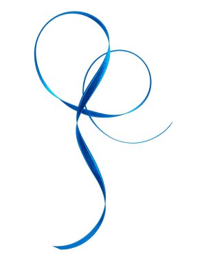 Beyaz arka plan üzerinde izole mavi renkte parlak saten şerit 