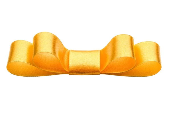 Fita Cetim Brilhante Arco Cor Amarela Isolada Fundo Branco — Fotografia de Stock
