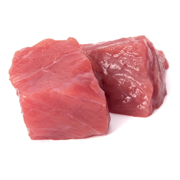 Cru Carne Picada Pedaços Carne Isolado Fundo Branco — Fotografia de Stock