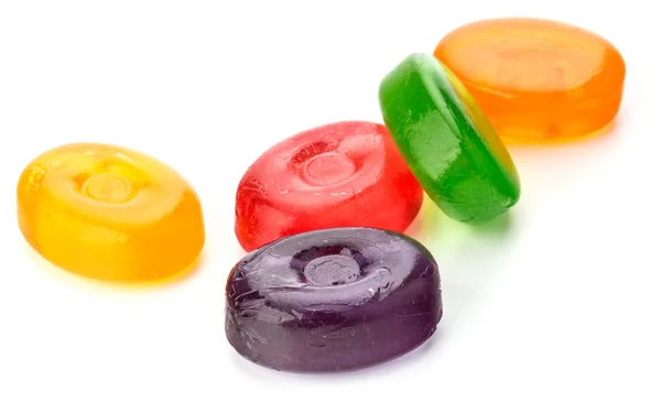 Kolorowe Owoce Cukierki Twarde Cukru Białym Tle — Zdjęcie stockowe