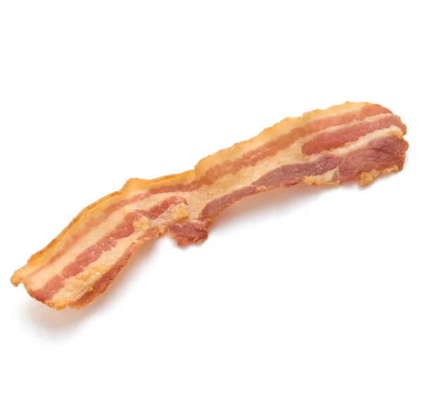 Cooked Crispy Slice Bacon Isolated White Background — Stock Photo, Image