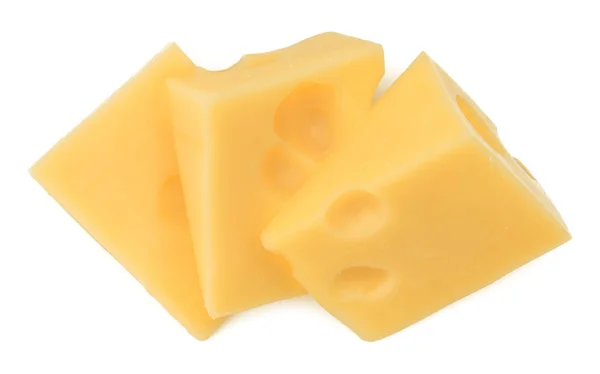 Кусочки Сыра Изолированы Белом Фоне — стоковое фото