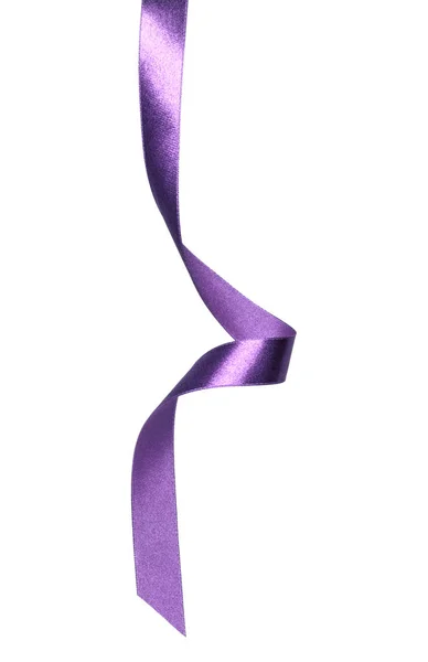 Glänsande Satin Band Lavendel Färg Isolerad Vit Bakgrund — Stockfoto