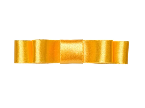 Shiny Satin Ribbon Bow Yellow Color Isolated White Background — Stock Photo, Image