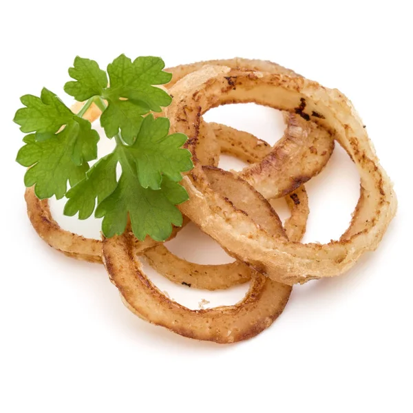 Deliciosos Anillos Cebolla Frita Crujiente Aislado Blanco — Foto de Stock