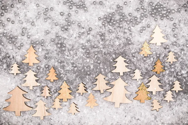 木製の木クリスマス グリーティング カード — ストック写真