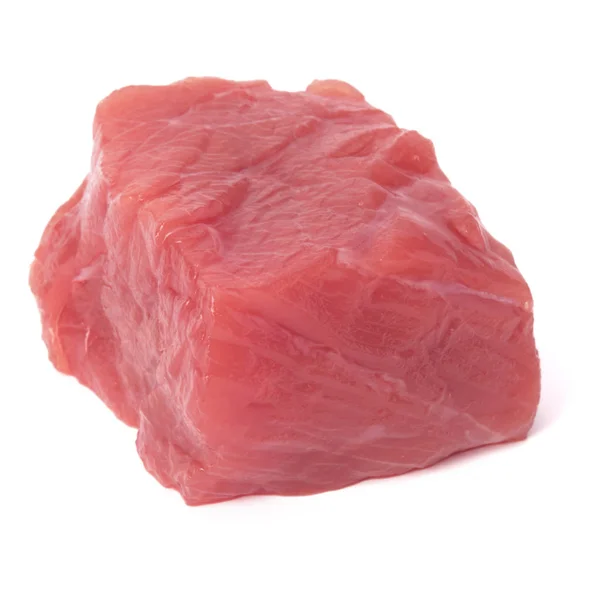 Kawałka Mięsa Surowego Posiekane Wołowa Białym Tle — Zdjęcie stockowe