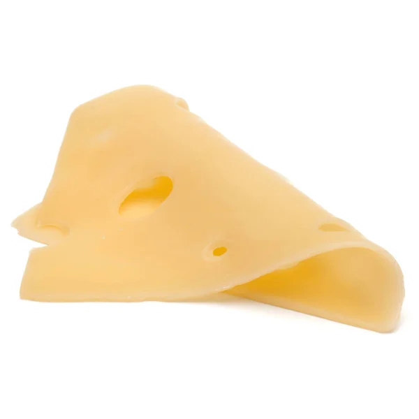 白い背景に分離された つのチーズ スライス — ストック写真
