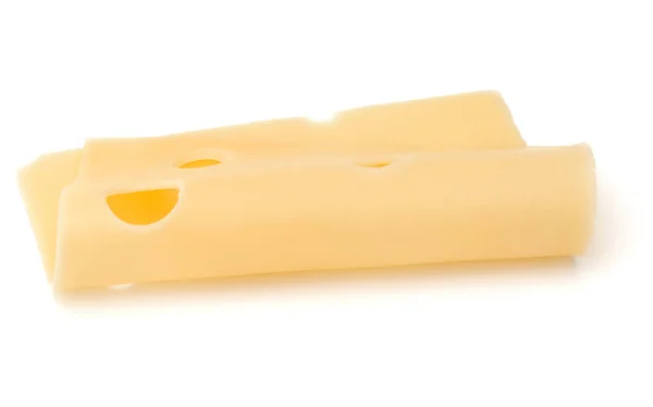 白い背景に分離された つのチーズ スライス — ストック写真