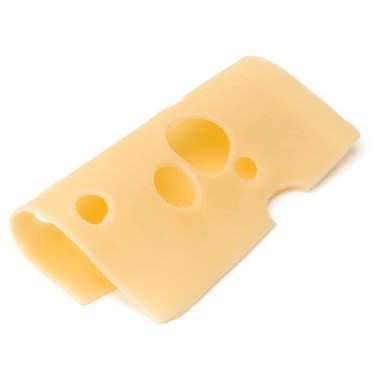  Beyaz arka plan üzerinde izole bir peynir dilimi