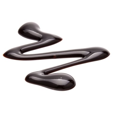 Beyaz arkaplanda izole edilmiş çikolata şurubu damlası