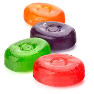 Şeker, şeker veya suga haşlanmış dört renkli meyve sert şeker