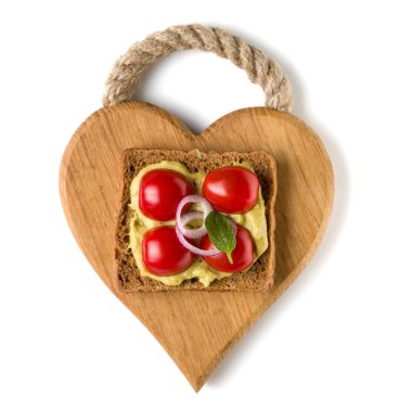 Açık yüzlü sebze sandviç kanepe veya crostini ahşap bir se