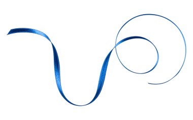 Beyaz arka plan cl izole mavi renkte parlak saten şerit