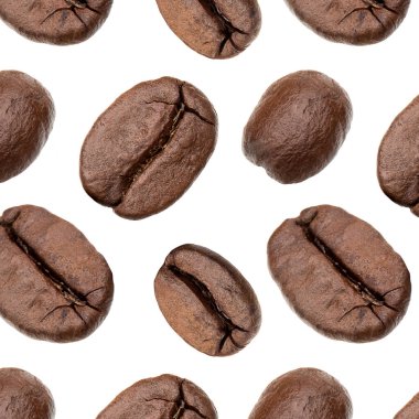 Kahve çekirdekleri arka planda, beyaz tenli. Yemek konsepti, kahve.