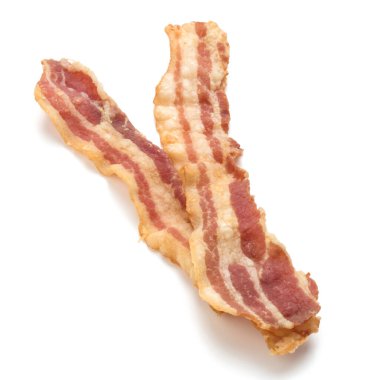 Beyaz arka plan üzerinde izole jambon pişmiş gevrek dilimleri