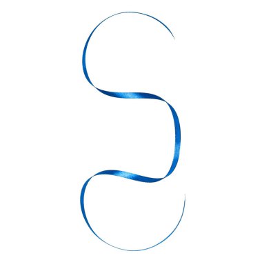 Beyaz arka plan cl izole mavi renkte parlak saten şerit