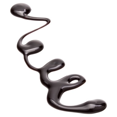 Beyaz arkaplanda izole edilmiş çikolata şurubu damlası